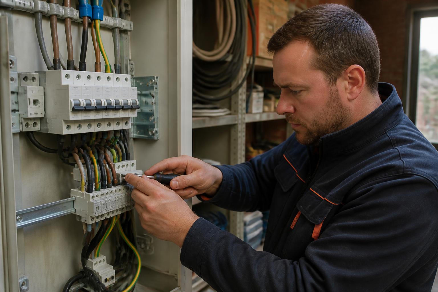 Driefasige bekabeling in een elektrisch verdeelbord